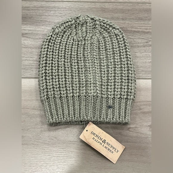 Ralph Lauren Denim & Supply Gray Sweater Knit Beanie Skull Cap One Size - Picture 1 of 4